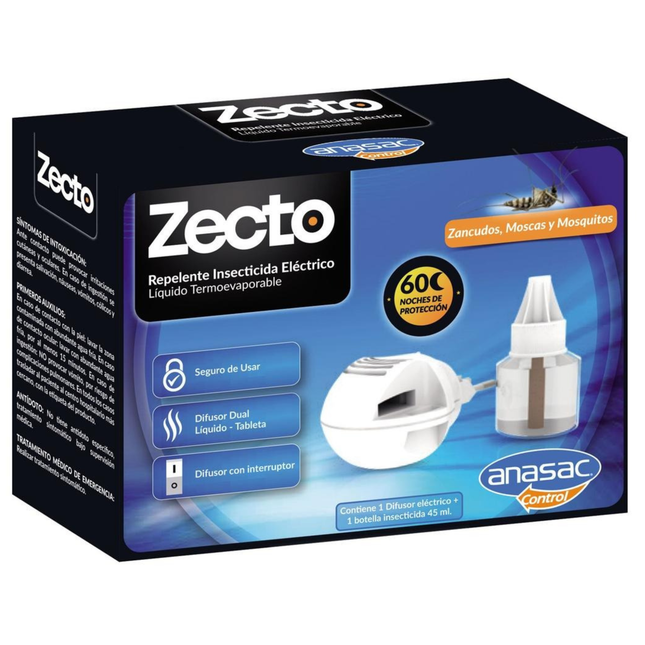 Insecticida Difusor Electrico + Botella Zecto (1 UN) | Gardekin.com