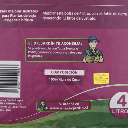 Mejorador suelo fibra coco (4 L) | Gardekin.com