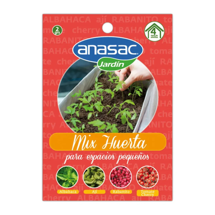 Mix Semillas Huerta -  Ají, Rabanito, Albahaca y Tomate Cherry (2GR)  | Gardekin.com