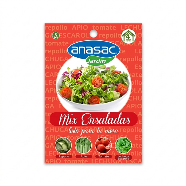 Mix de Semillas de Ensaladas - Repollo, Apio, Tomate y Lechuga Escarola (2GR) | Gardekin.com