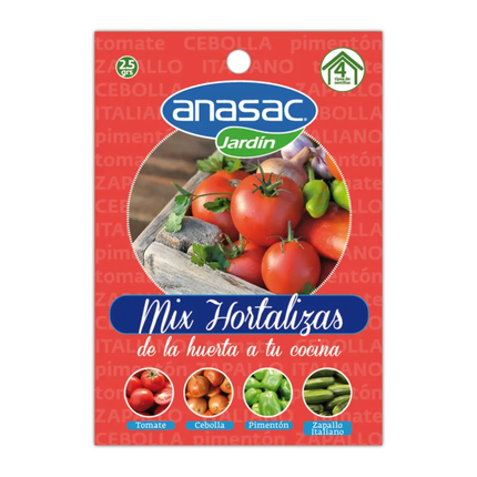 Mix de Semillas de Hortalizas (2,5 GR) - Tomate, Cebolla, Pimentón, Zapallo Italiano| Gardekin.com