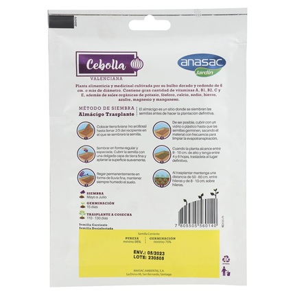 Semillas de Cebolla Valenciana (5 GR) | Gardekin.com