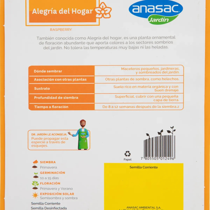 Semillas de Flores Alegría del Hogar (Impatiens Raspberry) (0.5 GR) | Gardekin.com