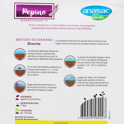 Semillas de Pepino Marketmore (5 GR) | Gardekin.com