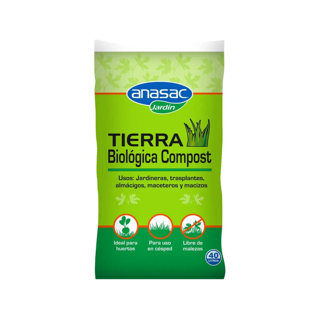 Tierra biológica compost orgánico Anasac 40 litros